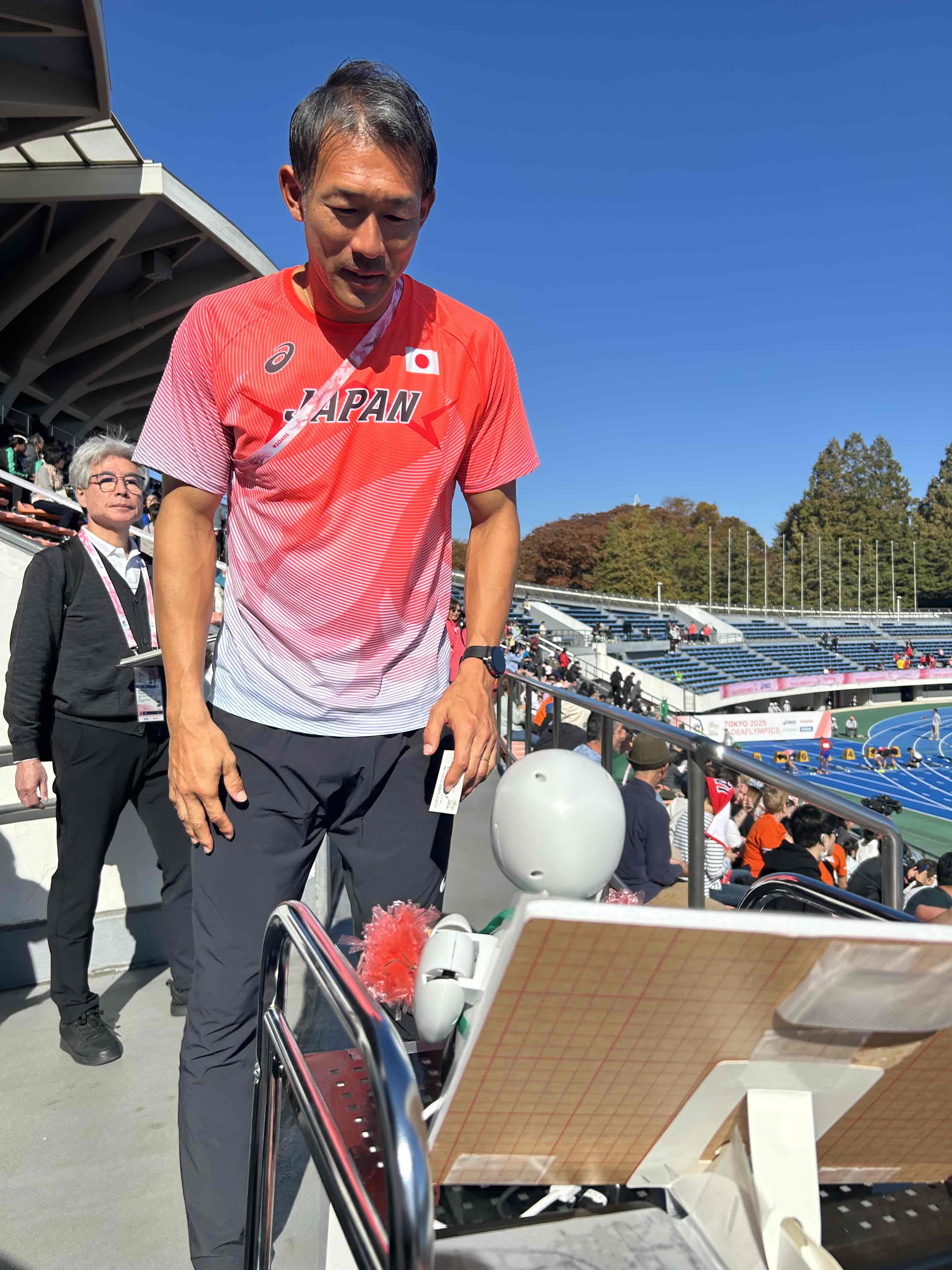 右代啓祐選手との交流の様子